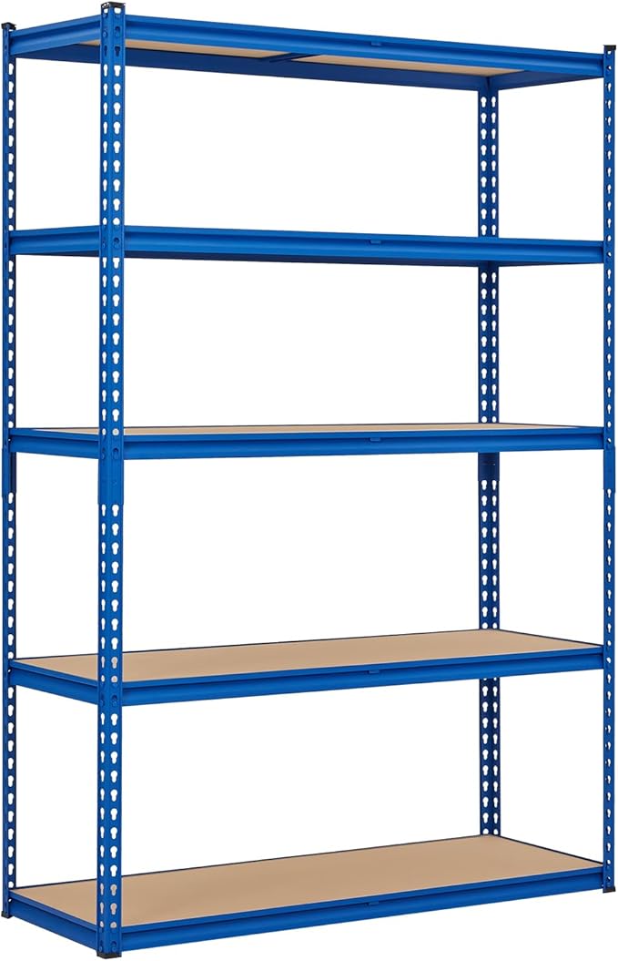 GarveeHome 5 Tier Garage Storage Shelves, 2500LBS Capacity Metal Shelving Unit for Garage, Industrial, Warehouse, Kitchen, Closet, 48" W x 18" D x 71" H, Blue
