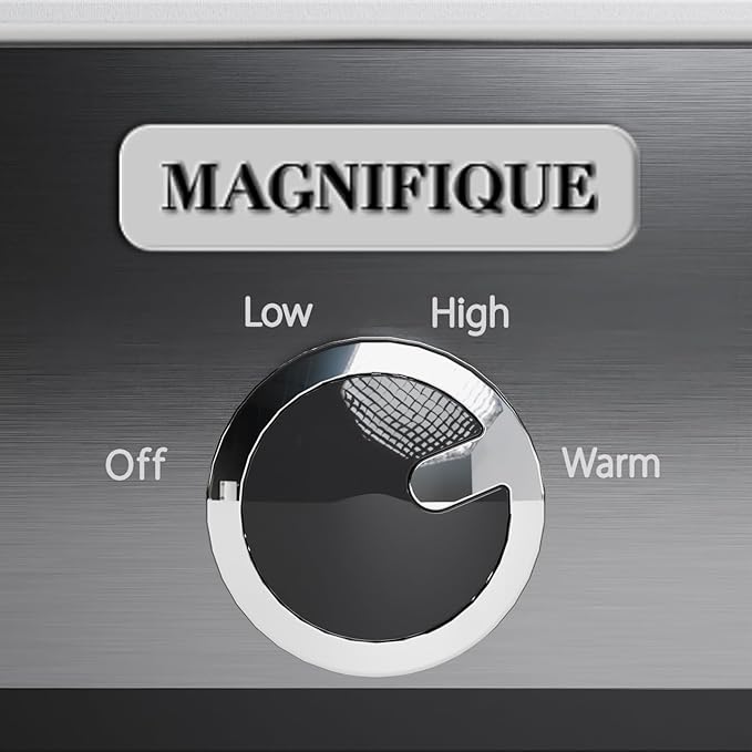 [NEW] MAGNIFIQUE 4-Quart Slow Cooker with Casserole Manual Warm Setting - Perfect Kitchen Small Appliance for Family Dinners, Dishwasher Safe Crock, Stainless Stee