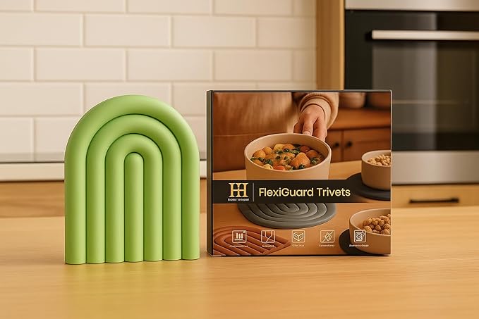 Silicone Trivets for Hot Dishes – Heat-Resistant, Non-Slip Pot Holders for Kitchen & Coasters – Durable Hot Pads for Pots, Pans, Baking Dishes & Kitchen Appliances (Willow Green - 2pcs)