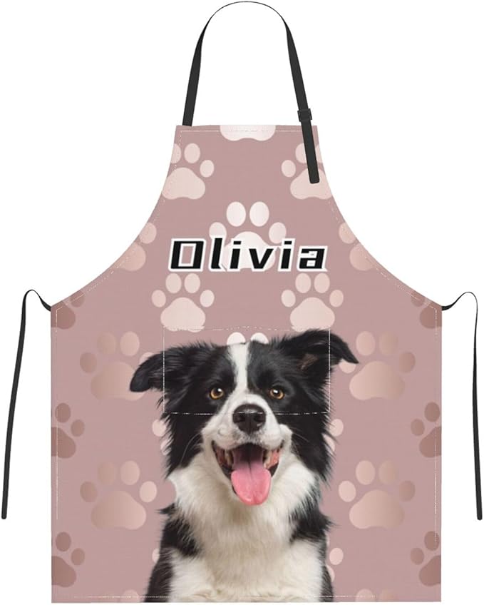 Custom Face Apron for Men Women, Personalized Photo Apron with Pockets, Customized Kitchen Aprons