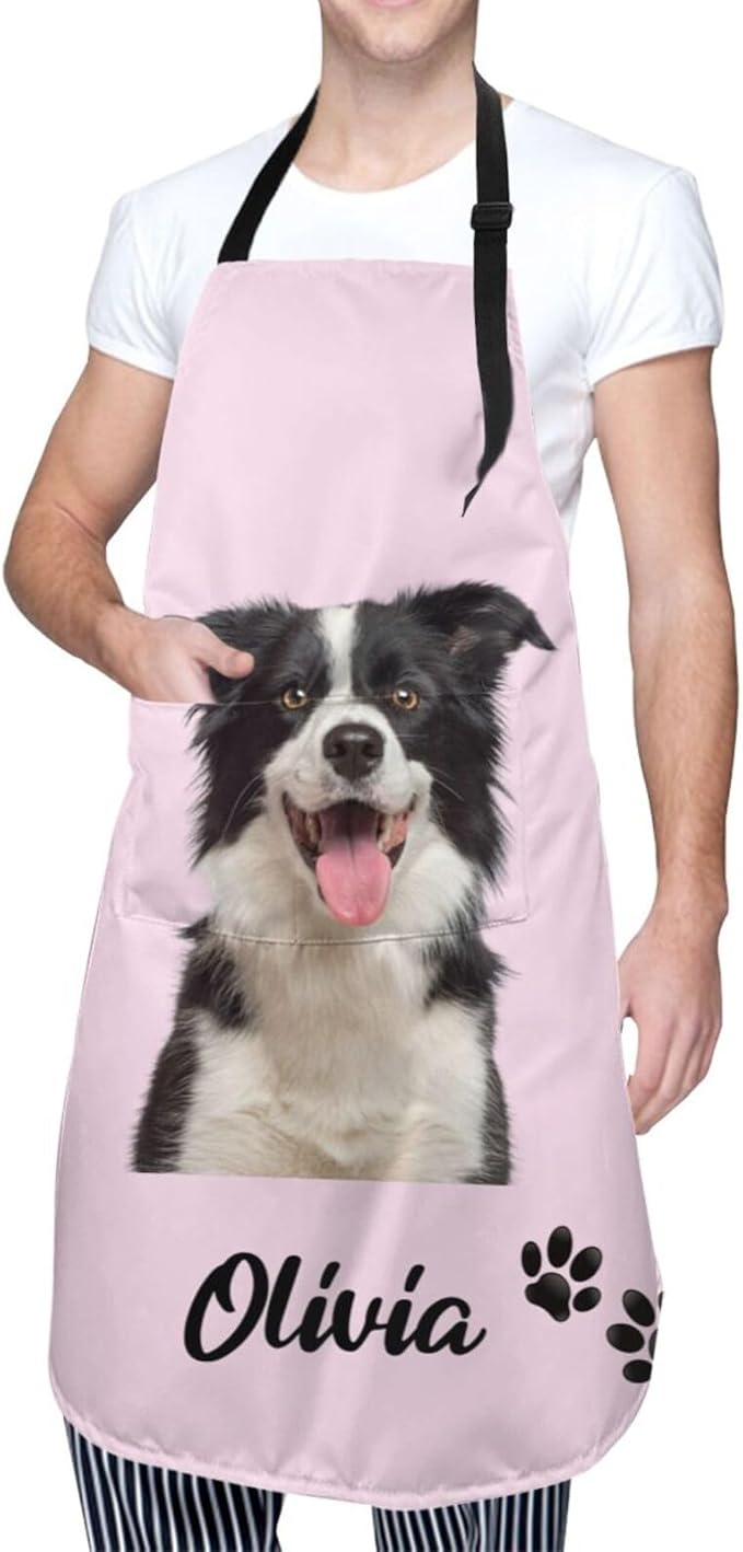 Custom Face Apron for Men Women, Personalized Photo Apron with Pockets, Customized Kitchen Aprons