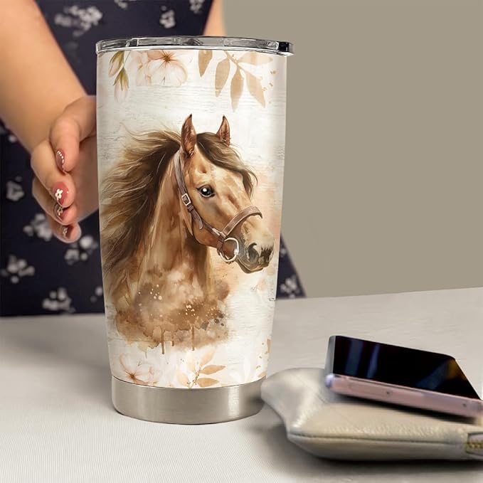 20oz Stainless Steel Insulated TumblerHorse Tumbler 20oz Stainless Steel Insulated Coffee Travel Mug Cup for Women Girls Horse Gifts for Birthday Christmas Mothers Day