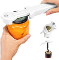 Jar Opener Bottle Opener and Lid Opener for Seniors with Arthritis, Weak Hands, Multi 7 in 1 Retractable Magnetic Can Opener, Original Kitchen Wine Opener Gadgets (White)
