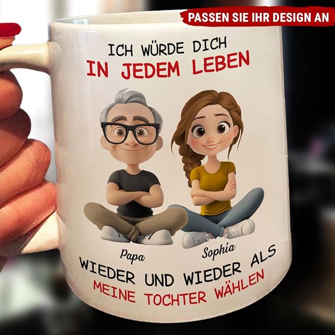 Wrappiness Always Choose You Personalized Coffee Mug for Daughter from Dad - Custom Spanish Coffee Mugs Immer deine Wahl Daughter Birthday Mother's Day Gift from Father