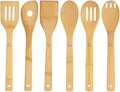 6 Piece kitchen utensils set - bamboo cooking utensils with comfort grip, including bamboo spoons, shovels & spatulas | wooden utensil set for non-stick pans, kitchen essentials