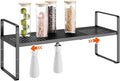 16.5-27’’L Expandable Cabinet Countertop Shelf Organizer, Stackable Metal Shelves, Kitchen Organizers and Storage, Black Storage Spice Rack for Pantry and Cupboard