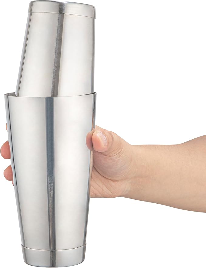 Restaurantware Bar Lux 24 Ounce Boston Shaker 1 Metal Cocktail Shaker - Weighted Bottom No Leak Stainless Steel Martini Drink Mixer Essential Bar Tool For Home Use Or Bartenders