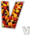 Hard Plastic Reusable Fillable Letters Numbers Serving Trays for Party Decoration (V, White)