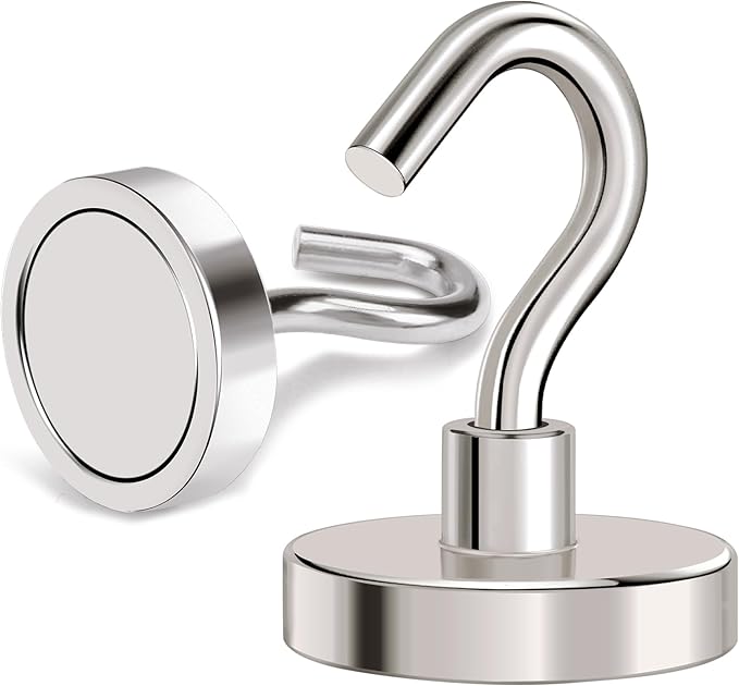 MIKEDE Magnetic Hooks Heavy Duty,120LB+ Strong Magnet with Hook, Super Neodymium Cruise Hooks, Locker Organizer Industrial Hooks for Hanging, Magnetic Hanger for Cruise, Grill - 8 Pack