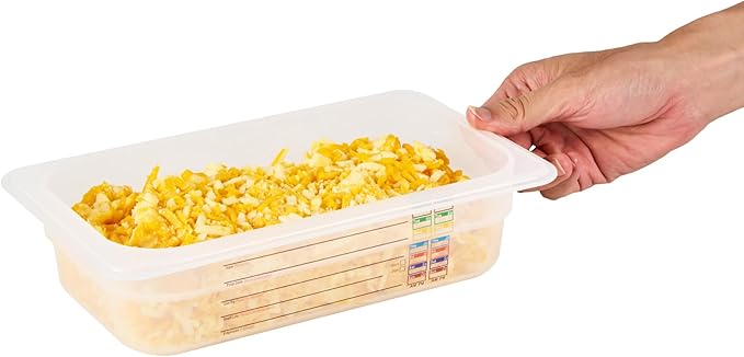 Restaurantware Food Pans Pack of 10 Plastic Rectangle Food Containers 1/4 Size with Traceability Label, Storage Containers Dishwashable Hot Cold Friendly for Restaurants Buffet Commercial Use
