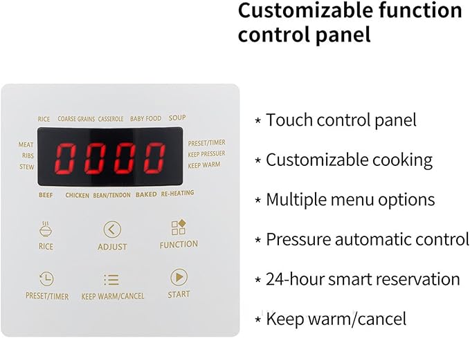 3L Mini Electric Pressure & Slow Cooker, Multi Cooker with Rice Yogurt Saute Functions, Digital Kitchen Appliance for Home Cooking, Includes Steamer & Warmer