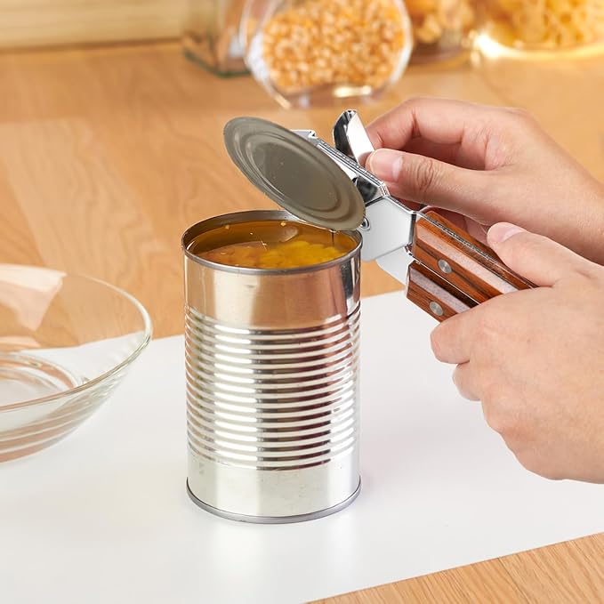 BESTonZON Stainless Steel Manual Can Opener with Grip Handles, Easy Turn Design, Heavy Duty Lid Remover for Seniors, Kitchen and Bar Tool, Smooth Edge