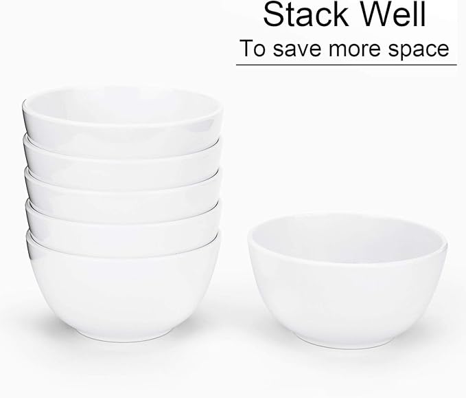 KX-WARE Melamine Bowls set - 28oz 6inch 100% Melamine Cereal/Soup/Salad Bowls, Set of 6 White | Shatter-Proof and Chip-Resistant Dishwasher Safe, BPA Free
