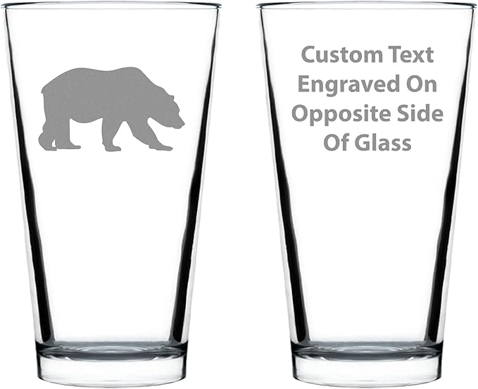 Custom Bear Pint Glass for Beer - Cabin Themed Gifts or Rustic Decor for Men and Women - Fun Drinking or Party Glasses - 16 oz
