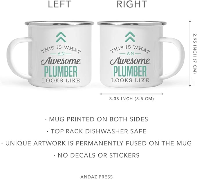 Andaz Press 11oz. Stainless Steel Campfire Coffee Mug, This Is What an Awesome Plumber Looks Like, 1-Pack, Birthday Gift Ideas for Coworker, Includes Gift Box
