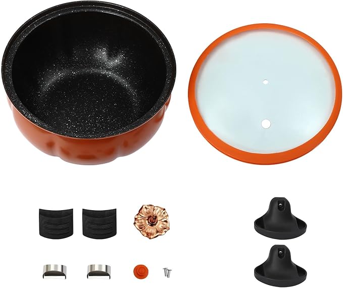 2.11gal Pumpkin Micro Pressure Cooker Non-stick Micro Pressure Cooking Pot with Clear Lid Stew/Soup Pot for Open Flames & Gas Stoves (Orange) Halloween Thanksgiving Decorative Pot Gift