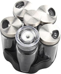 TINMIX Revolving Spice Rack Organizer, Rotating Seasoning Holder Shelf for Kitchen Countertop Cabinet, 4 Large 200ml Glass Jars + 1 Oil Dispenser Bottle