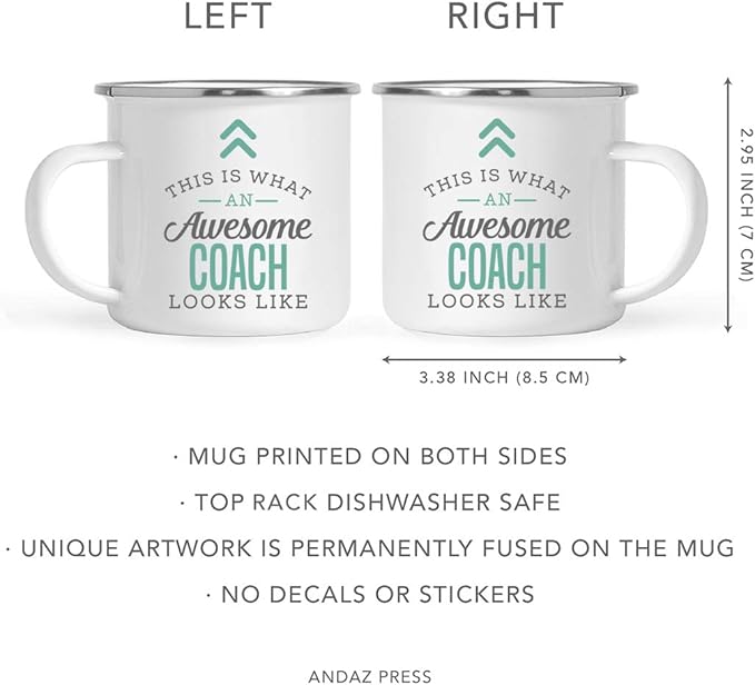Andaz Press 11oz. Stainless Steel Campfire Coffee Mug Gift, This is What an Awesome Coach Looks Like, 1-Pack, Birthday Gift Ideas Coworker Him Her, Includes Gift Box
