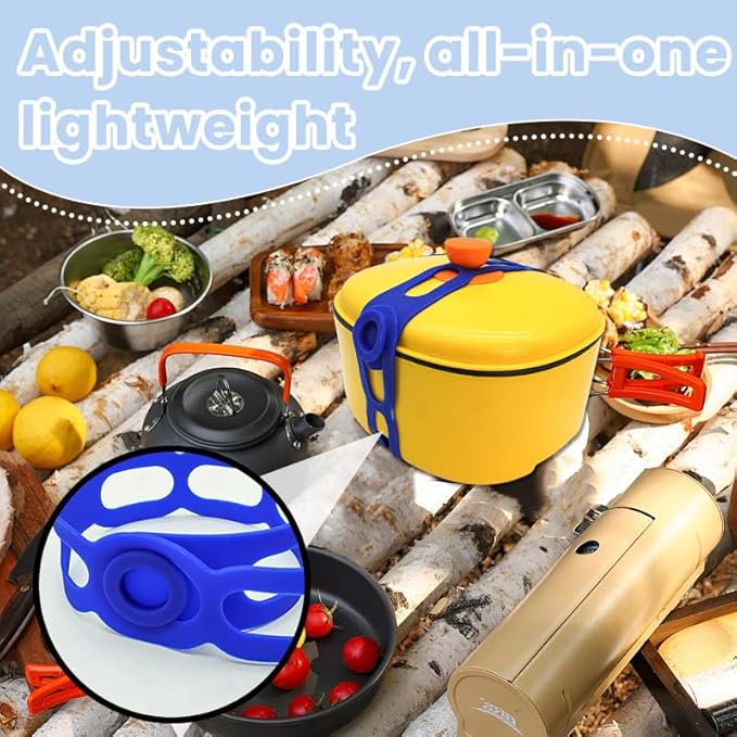 21.3In Reusable Silicone Latch Strap - Self-Lock Elastic Tie for Slow Cooker Lid/Pot/Bento Box, Organizer for Curtain/Cords/Yoga Mat/Camping Mat, BPA-Free, Dishwasher-Safe (Grey-1PCS)