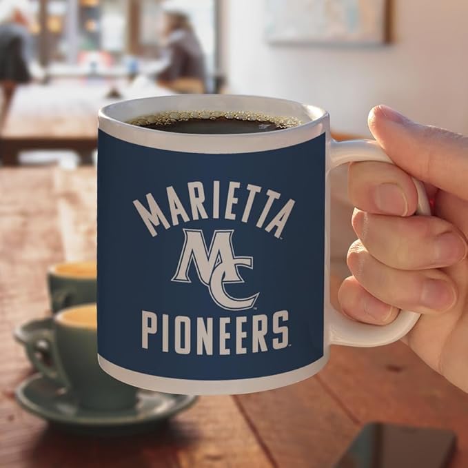 Marietta College Pioneers Logo Ceramic Coffee Mug, Novelty Gift Mugs for Coffee, Tea and Hot Drinks, 11oz, White
