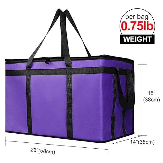 Bodaon 4-Pack Cooler Insulated Food Delivery Bag for Doordash/Uber Eats, XXX-Large Thermal Bags for Catering/Hot Pizza, Travel/Camping/Picnic Basket，Grocery Reusable Warmer Frozen, Purple-Black Edge