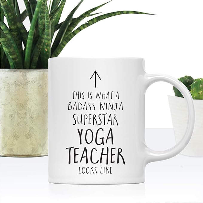 Andaz Press Funny 11oz. Ceramic Coffee Tea Mug Gift, This is What a Badass Ninja Superstar Yoga Teacher Looks Like, 1-Pack, Birthday Christmas Gift Ideas Coworker