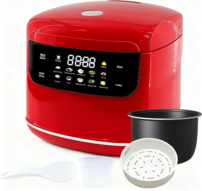 Smart Rice cooker,2L Mini Protable Rice Cooker,5 Cups Cooked/3 Cups Uncooked, 400W Non-Stick Rice Maker, 24 hours Timer Delay, 10 Functions, Fast Cooker