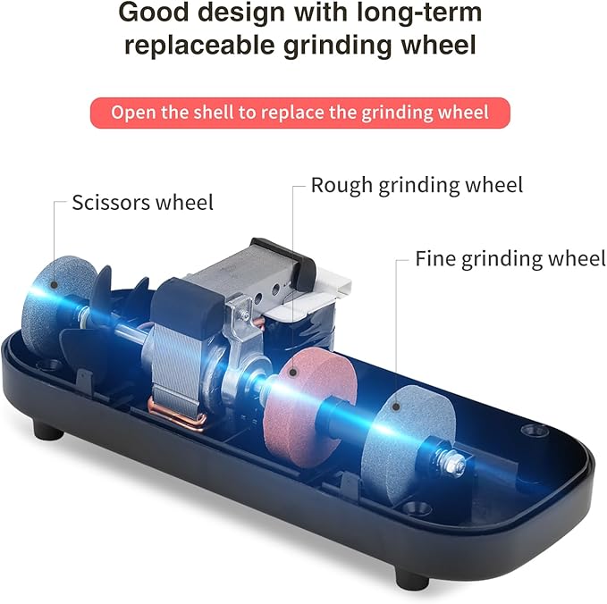 Professional Knife Sharpener Tool, Electric Knife Sharpener for Home, 2-Stages Scissors Knives Quick Sharpening & Polishing for Kitchen, Black
