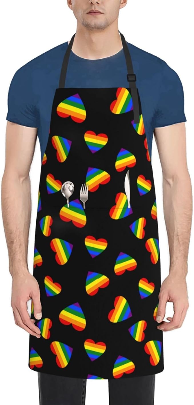 LGBT Aprons Gay Aprons with Pockets and Adjustable Rainbow Apron for Gardening Cooking Kitchen