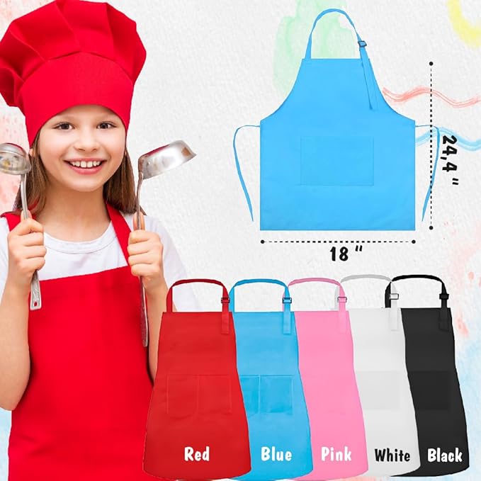 Custom Name Kids Apron with Chef Hat, Waterproof Apron for Cooking, Baking, Art, Painting, Christmas 2025 Personalized Birthday Gift for Daughter,Son, Grandson, Granddaughter Gift from Grandma, Mom