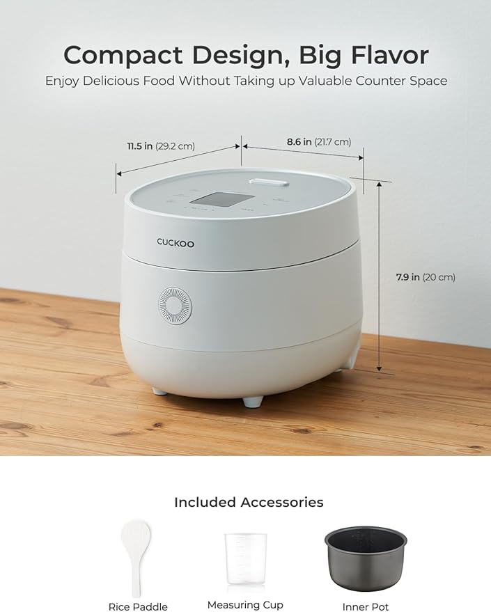 CUCKOO Micom Rice Cooker 3-Cup Uncooked / 6-Cup Cooked with Nonstick Inner Pot, Small Rice Maker with 8 Menu Options, Fuzzy Logic Technology, Auto Clean, Quick Rice Mode, White (CR-0375FW)