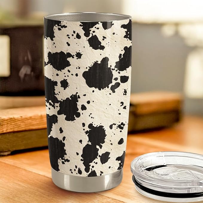 Cow Tumbler 20oz Stainless Steel Insulated Coffee Travel Mug Cup for Women Cowgirl Cows Gifts for Birthday Christmas Mothers Day