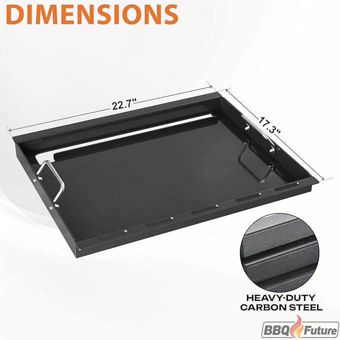 Full Size Griddle Insert with Handles for Weber Spirit 400 Series(2025 Models), Flat Top Grill Insert Replacement Parts for Weber Spirit E425 S425 E435 EP425 EP435(2025), Non-stick Carbon Steel, Black