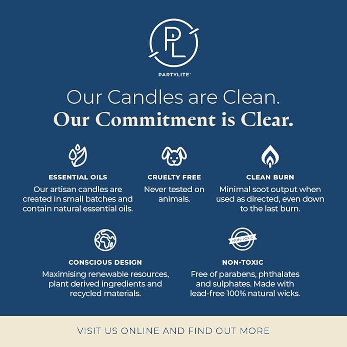PartyLite 3-Wick Jar Candle, Highly Fragranced Clean Burning Glass Candle, 25-45 Hours Burn Time (Clementine Garland)