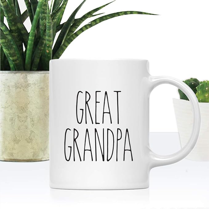 Andaz Press Simple Rustic Farmhouse Kitchen Decor 11oz. Ceramic Coffee Tea Mug Gift, Great Grandpa, 1-Pack, Birthday Christmas Gift Ideas for Family, Friends