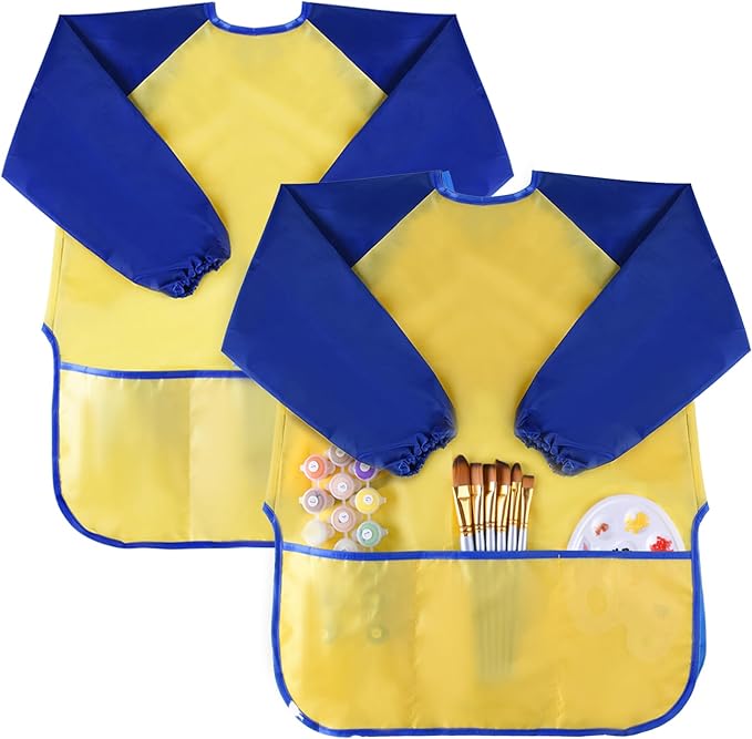KUUQA Waterproof Children Art Smock Kids Art Aprons, Painting Supplies (Paints and brushes not included)