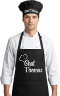 Chef Apron with Custom Name, Personalized Gifts for Men, Gifts for Women, Aprons for Women with Pockets, Valentines Day Gifts, Father's Day Gifts, Christmas Gifts, Anniversary, Mother's Day Gifts
