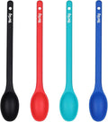 HERLIG™ 4 Pieces Large Silicone Mixing Spoon 12 Inches Heat Resistant Basting Spoon Food Grade Utensil Spoon Non-Stick Spoon for Mixing, Baking, Serving and Stirring