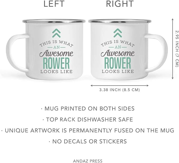 Andaz Press 11oz. Stainless Steel Campfire Coffee Mug Gift, This is What an Awesome Rower Looks Like, 1-Pack, Birthday Gift Ideas Coworker Him Her, Includes Gift Box