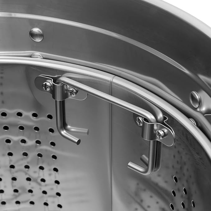 DYNAMI 37Qt Large Cooking Pot with Basket and Lid, Stainless Steel Stock Pot with Strainer,Multipurpose Cookware Soup Turkey Fryer Seafood Boil Pot,for Lobster Crab Shrimp