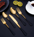 Black Silverware Set for 8 Modern 40 Piece Flatware Set 18/10 Stainless Steel Unique Black Gradual Change Gold Cutlery Utensils Sets for Home Kitchen Restaurant Tableware Set Mirror Polished