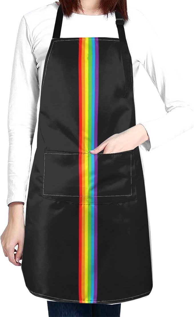 LGBT Aprons Gay Aprons with Pockets and Adjustable Rainbow Apron for Gardening Cooking Kitchen
