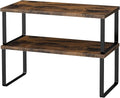 Cabinet Shelf Organizers, 15.7 inches Large Kitchen Counter Shelf, Set of 2 Wood Kitchen Pantry Organizer, Storage Shelves for Countertop, Spice Rack, Stackable, Expandable, Metal Black, Brown