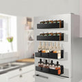 4 Pack Magnetic Spice Storage Rack Organizer for Refrigerator and Oven, Moveable Magnetic Spice Organizer, Black Metal Strong Magnetic Shelf for Fridge and Microwave Oven