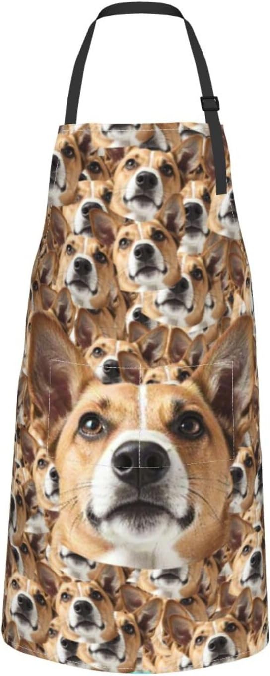 Custom Dog Face Apron for Men Women, Personalized Photo Bib Apron with Pockets, Customized Chef Aprons