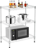 3 Tier Shelf Adjustable Wire Shelving Unit Metal Shelves with Leveling Feet Storage Rack for Kitchen Bathroom Utility Shelf Space Saving, 450lbs Capacity, 13"x23"x30"H, Chrome