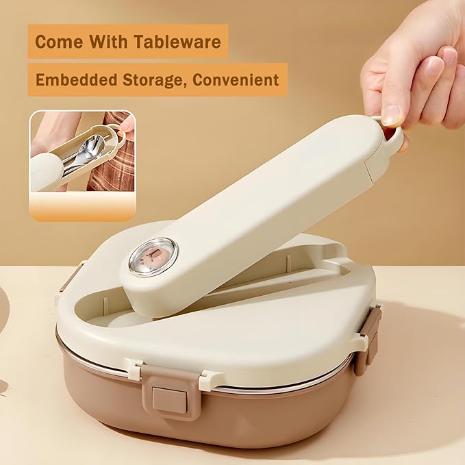 Stainless Steel Bento Box, 800ml Leakproof Lunch Box, Easy To Open And Close, Food Storage Container For Outings, Picnics, And Travels (3 Compartments, + Insulation Bag)