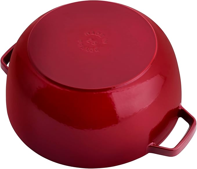 Staub Cast Iron Essential French Oven, Dutch Oven, 5-quart, serves 5-6, Made in France - Cherry
