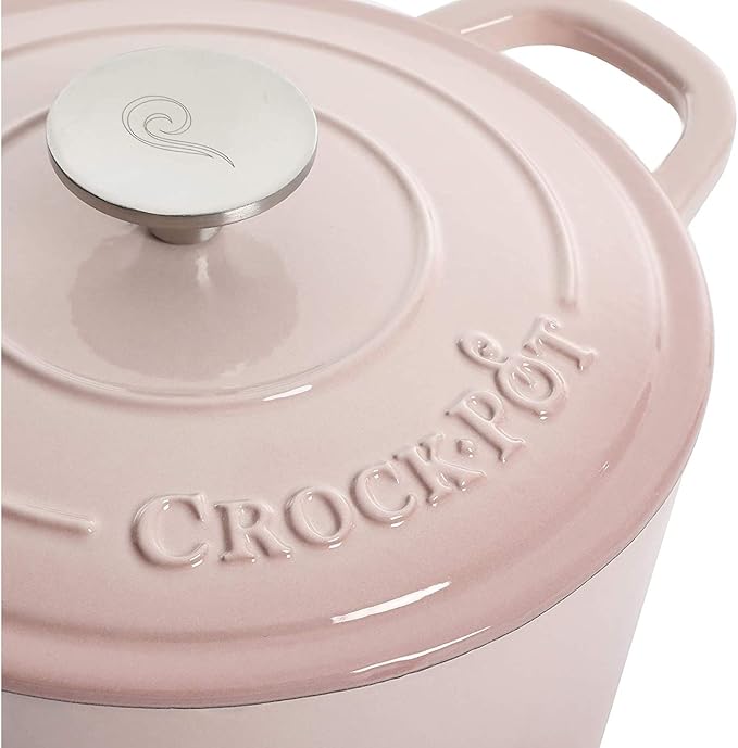 Crock-Pot Artisan Round Enameled Cast Iron Dutch Oven, 5-Quart, Blush Pink