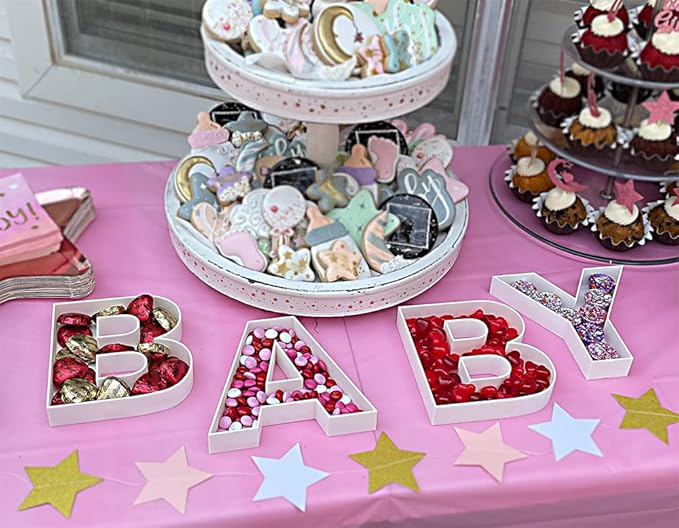 10" Reusable Plastic Box Form Tray Display for Treats, Charcuterie, Cake Pop, Candy, Charcuterie Box, Custom Charcuterie Letters Fillable - Reusable Letter Box - (White Plastic, U)